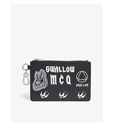 Mcq By Alexander Mcqueen Black And White Swallow Leather Pouch In Black White