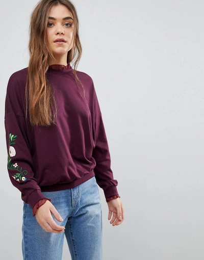 After Market Embroidered Sweatshirt - Red