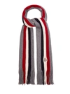Moncler Striped Fringed Virgin Wool Scarf In Gray