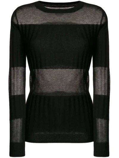 J Brand Andrea Ribbed Silk-cashmere Crewneck Sweater In Black
