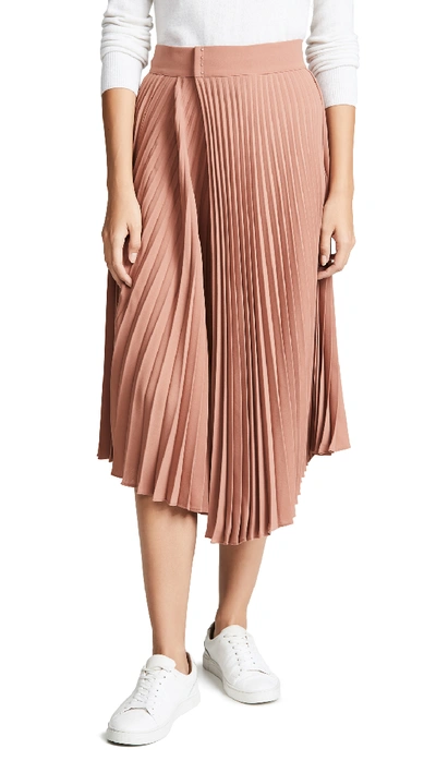 Vince Pleated Crepe De Chine Wrap Skirt In Pink