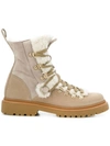 Moncler Berenice Stivale Fur-lined Hiking Boots In Neutrals