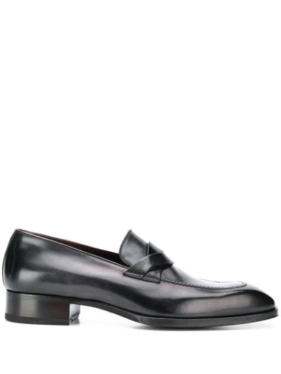 Tom Ford Men's Twist-front Leather Loafers In Black