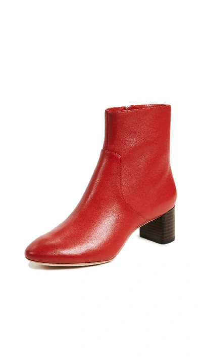 Loeffler Randall Women's Gema Pointed Toe Leather Booties In Cherry Red