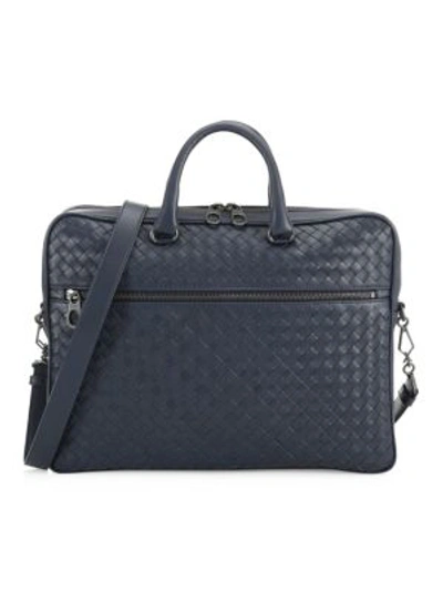 Bottega Veneta Leather Briefcase In Light Tour Blue