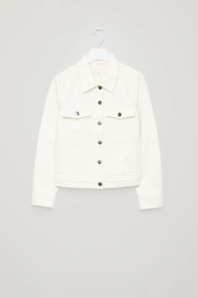 Cos Cropped Denim Jacket In White
