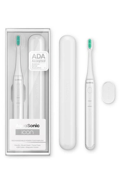 Aquasonic Icon Rechargeable Power Toothbrush In White