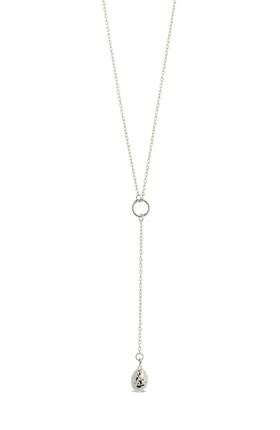 Sterling Forever Lee Molten Teardrop Y-necklace In Silver