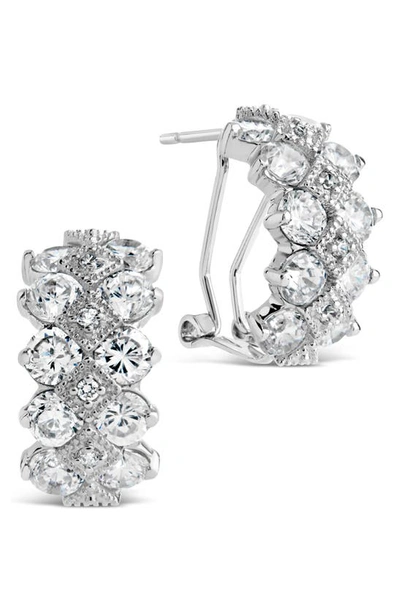 Sterling Forever Lena Cubic Zirconia Hoop Earrings In Silver