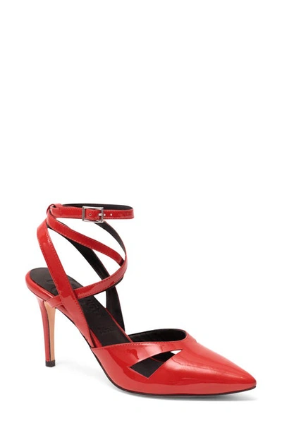 Anthony Veer Ava Wrap Ankle Strap Pump In Fire Red