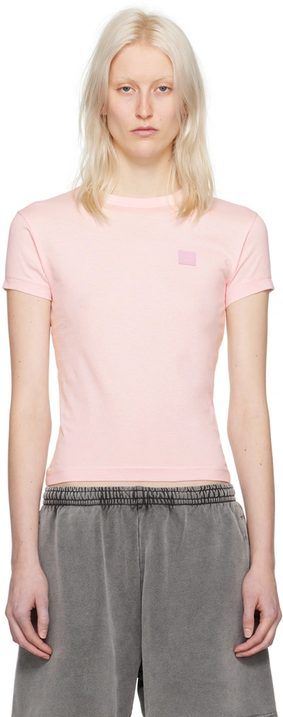 Acne Studios 棉质平纹针织logo贴片t恤 In Light Pink