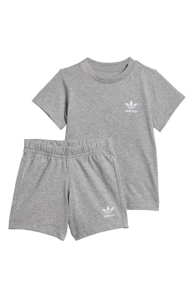 Adidas Originals Kids' T-shirt & Shorts Set In Medium Grey Heather