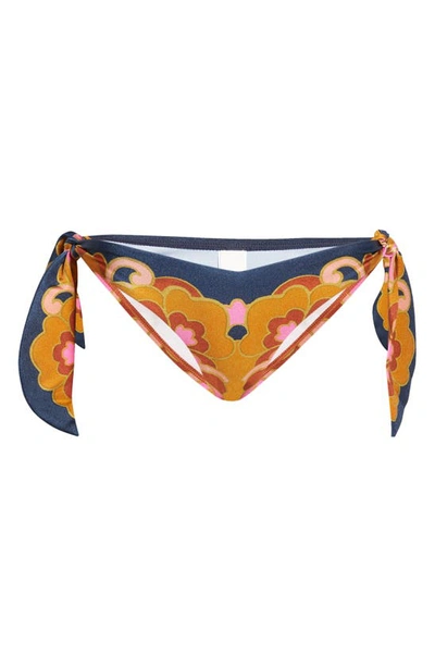 Zimmermann Acadian Side Tie Bikini Bottoms In Navy Paisley