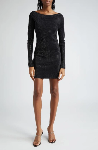 Alexander Wang Hot Fix Long Sleeve Minidress In Black