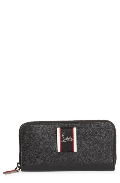 Christian Louboutin Panettone Logo Grained Leather Wallet In Black/ Multi