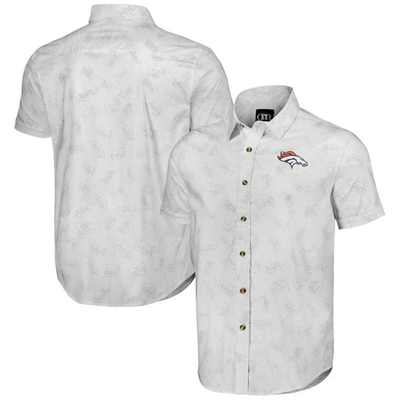 Nfl X Darius Rucker Collection By Fanatics White Denver Broncos Woven Short Sleeve Button Up Shirt