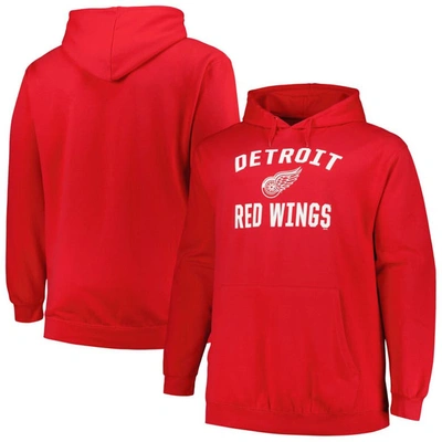 Profile Men's  Red Detroit Red Wings Big And Tall Arch Over Logo Pullover Hoodie