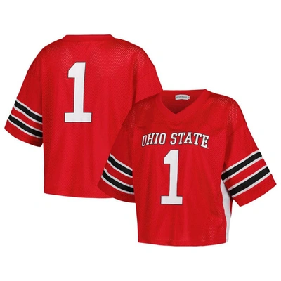 Established & Co. #1 Scarlet Ohio State Buckeyes Fashion Boxy Cropped Football Jersey