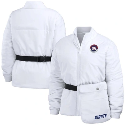 Wear By Erin Andrews White New York Giants Packaway Full-zip Puffer Jacket