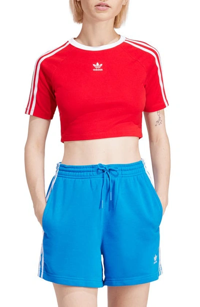 Adidas Originals 3-stripes Baby T-shirt In Better Scarlet