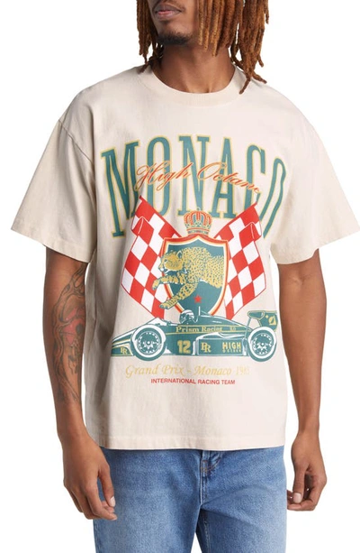 Alpha Collective Monaco Racing Graphic T-shirt In Cream