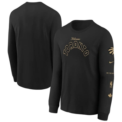 Nike Kids' Youth  Black Toronto Raptors 2023/24 City Edition Max90 Long Sleeve T-shirt