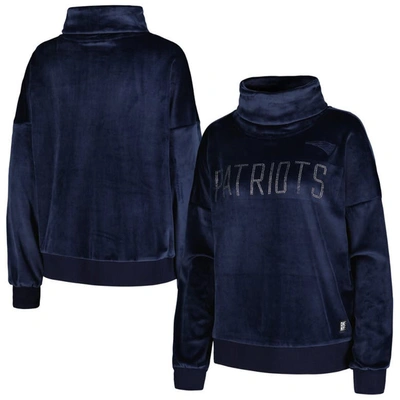 Dkny Sport Navy New England Patriots Deliliah Rhinestone Funnel Neck Pullover Sweatshirt