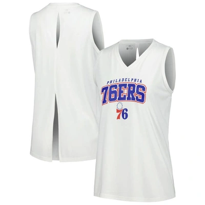 Levelwear White Philadelphia 76ers Paisley Peekaboo Tank Top