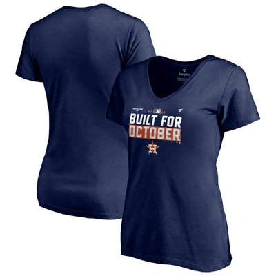 Fanatics Branded Navy Houston Astros 2021 Postseason Locker Room Plus Size V-neck T-shirt
