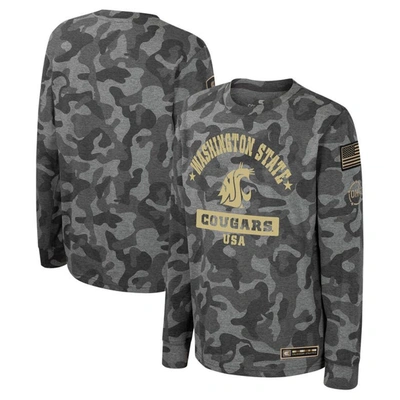 Colosseum Kids' Youth  Camo Washington State Cougars Oht Military Appreciation Dark Star Long Sleeve T-shir