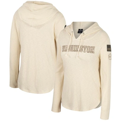 Colosseum Cream Washington Huskies Oht Military Appreciation Casey Raglan Long Sleeve Hoodie T-shirt