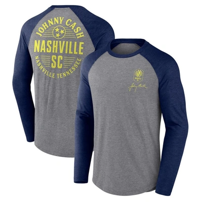 Fanatics Branded Heather Gray Nashville Sc X Johnny Cash Lines Tri-blend Raglan Long Sleeve T-shirt