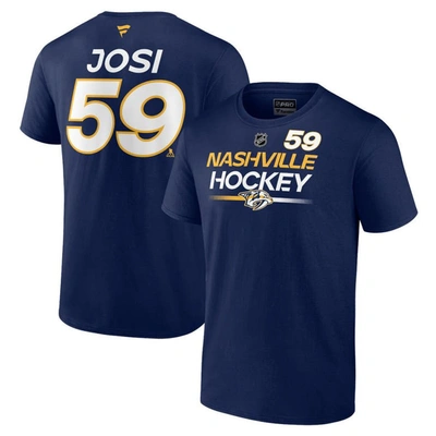 Fanatics Branded Roman Josi Navy Nashville Predators Authentic Pro Prime Name & Number T-shirt