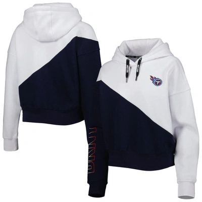 Dkny Sport White/navy Tennessee Titans Bobbi Color Blocked Pullover Hoodie