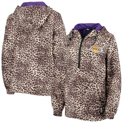Dkny Sport Leopard Los Angeles Lakers Gabriella Windbreaker Half-zip Hoodie