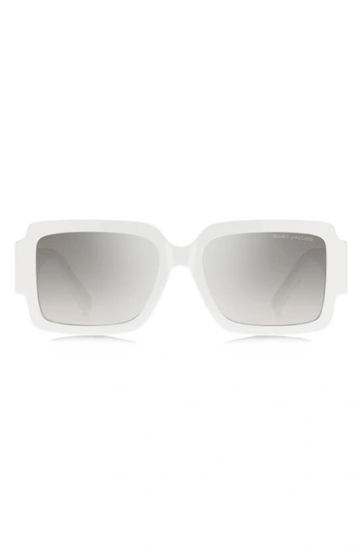 Marc Jacobs 55mm Gradient Rectangular Sunglasses In White Grey/ Grey Ms Silver