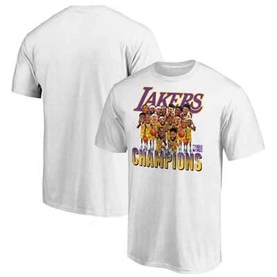 Fanatics Branded White Los Angeles Lakers 2020 Nba Finals Champions Team Caricature T-shirt