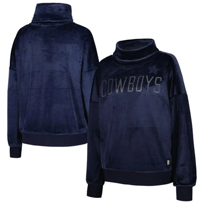 Dkny Sport Navy Dallas Cowboys Deliliah Rhinestone Funnel Neck Pullover Sweatshirt