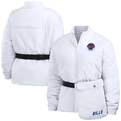 Wear By Erin Andrews White Buffalo Bills Packaway Full-zip Puffer Jacket