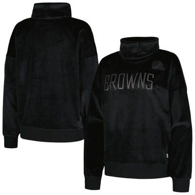 Dkny Sport Black Cleveland Browns Deliliah Rhinestone Funnel Neck Pullover Sweatshirt