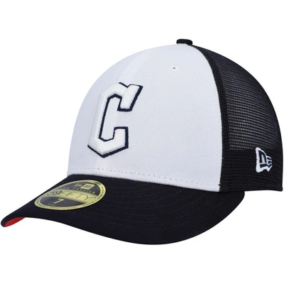 New Era White/navy Cleveland Guardians 2023 On-field Batting Practice Low Profile 59fifty Fitted Hat In White,navy