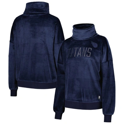 Dkny Sport Navy Tennessee Titans Deliliah Rhinestone Funnel Neck Pullover Sweatshirt