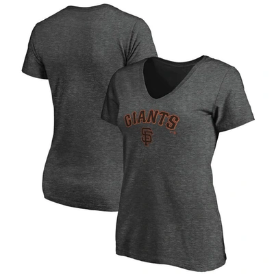 Fanatics Branded Heathered Charcoal San Francisco Giants Team Logo Lockup V-neck T-shirt