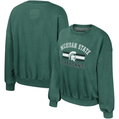 Colosseum Green Michigan State Spartans Audrey Washed Pullover Sweatshirt