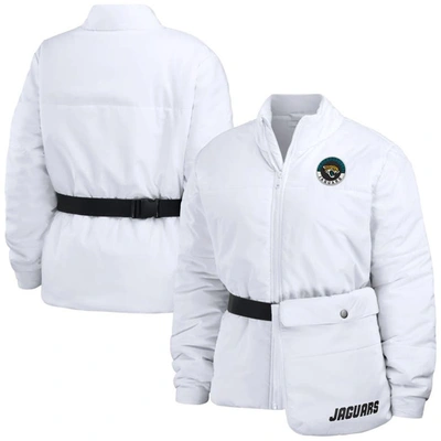 Wear By Erin Andrews White Jacksonville Jaguars Packaway Full-zip Puffer Jacket