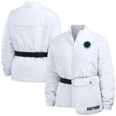 Wear By Erin Andrews White Carolina Panthers Packaway Full-zip Puffer Jacket