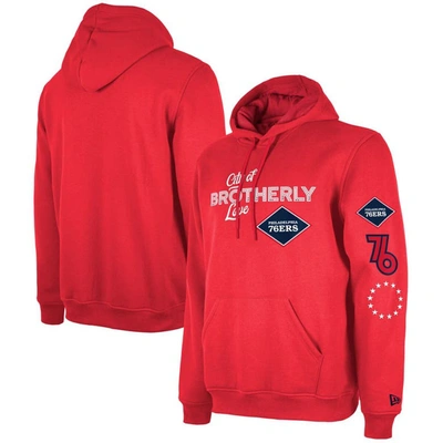 New Era Men's  Red Philadelphia 76ers Big And Tall 2023/24 City Edition Jersey Pullover Hoodie