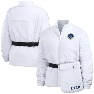 Wear By Erin Andrews White Tennessee Titans Packaway Full-zip Puffer Jacket