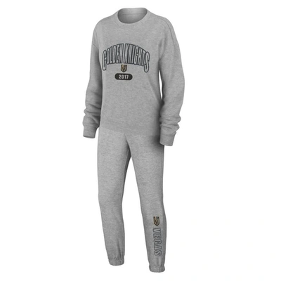 Wear By Erin Andrews Heather Gray Vegas Golden Knights Knit Long Sleeve Tri-blend T-shirt & Pants Sl