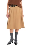 English Factory Pleated Midi Skirt In Tan